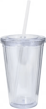 Inspire Curations Double Layer Clear Tumbler With Straw Insulated Smoothie & Iced Coffee Cup 480ml