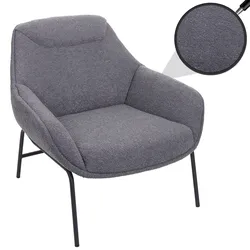 Lounge-Sessel MCW-J77, Cocktailsessel Sessel, Bouclé Stoff Metall ~ dunkelgrau