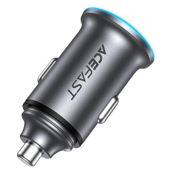 Acefast - Car Charger (B15) - Fast Charge, USB, Type-C, 65W, Aluminium Alloy - Metal Gray (62020546)