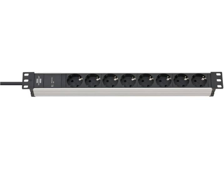 Brennenstuhl 1390007308 power extension 2 m 8 AC outlet(s) Indoor Black\, Silver