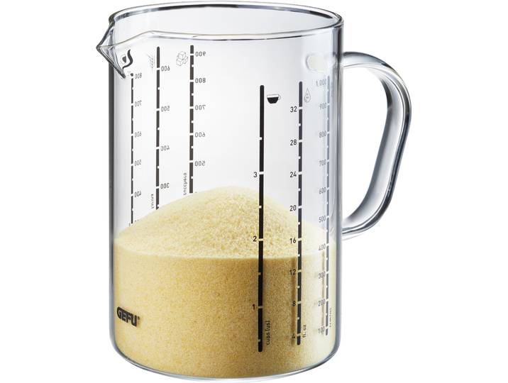 Messbecher GEFU METI, 1000 ml , transparent, Volumen 1 l, Glas, Messbecher, Messbecher, Ausgießnase, 1 Liter