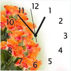 Wallario Uhr 20 x 20 cm, weiße Zeiger Orangene Rosenblüten im Strauß