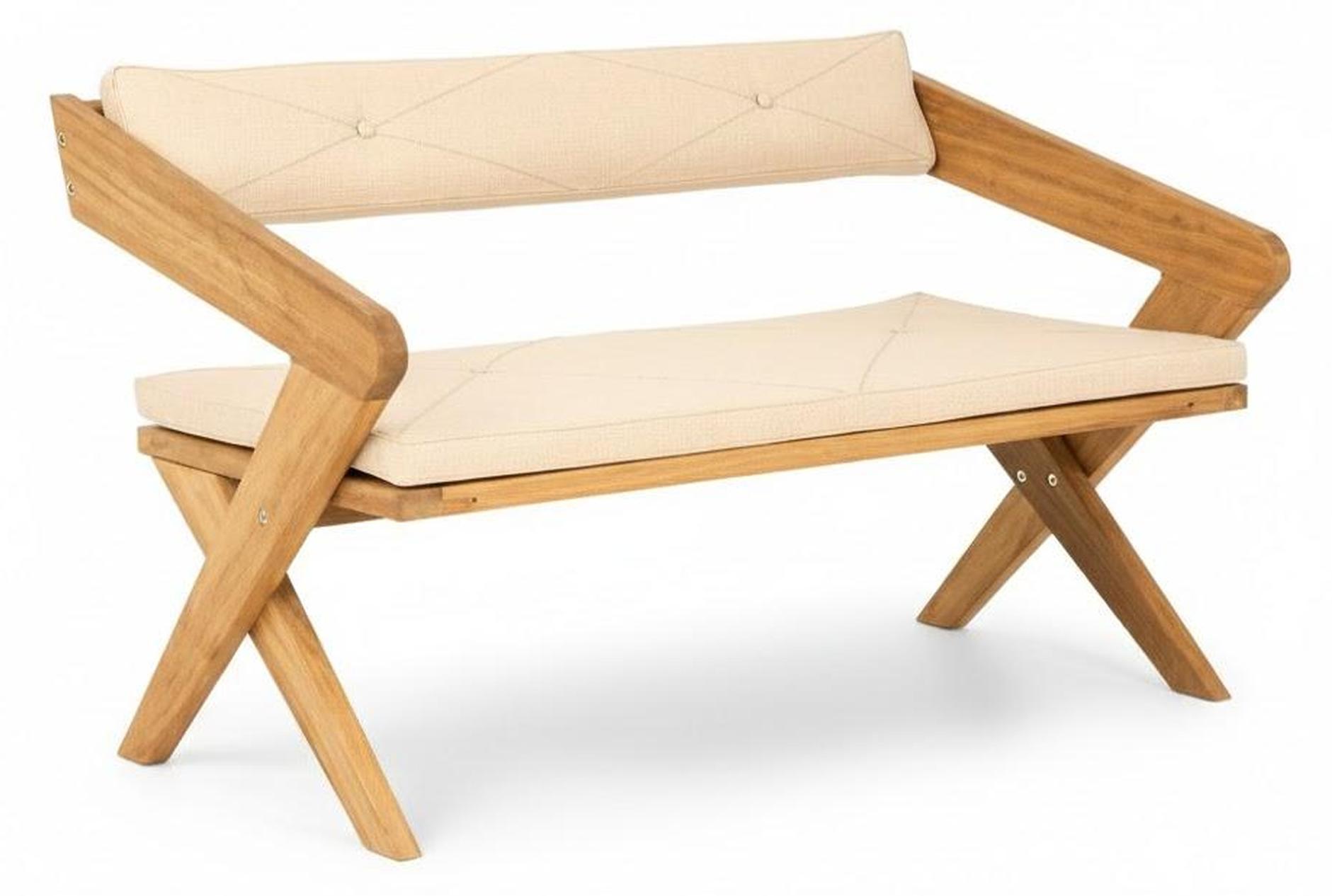 Gartenbank Moderner Stil Weiß Holzrahmen Bequem Langlebig Terrasse