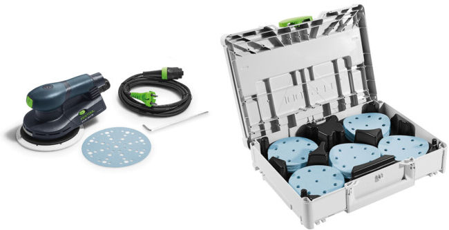 Set Festool Exzenterschleifer ETS EC 150/5 EQ + Schleifmittel-Systainer³ SYS-STF D125 GR-Set Granat