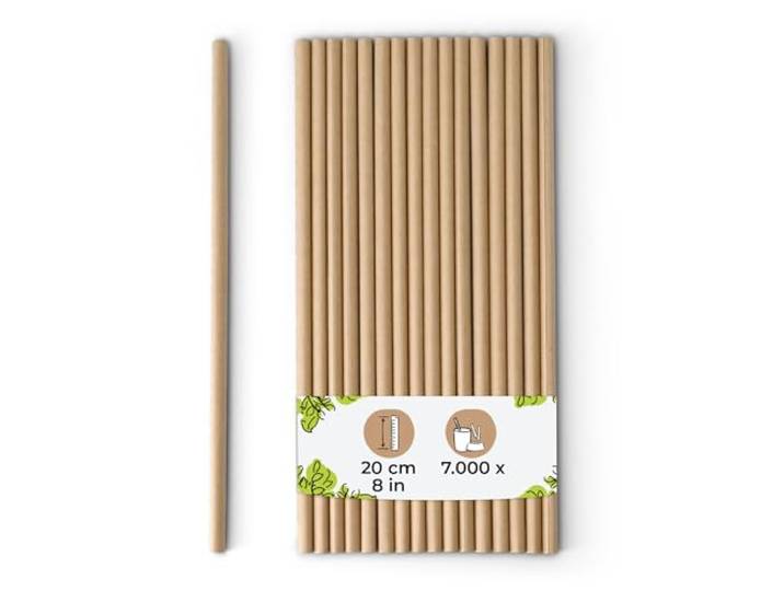 BIOZOYG Papier-Strohhalme 20 cm in braun I Durchmesser von 0,6 cm I nachhaltige Strohhalme für Feste & Gastro I biologisch abbaubar & plastikfrei I aus recycelten Materialien I 7000 Stück