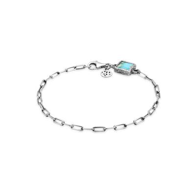 Armkette HAZE & GLORY "Armband Gliederkette Kupfer Türkis Anhänger 925 Silber" Gr. 200, silber, Armbänder, Herren, Silber 925 (Sterlingsilber), Armkette