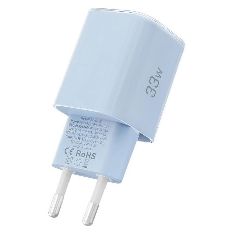 Tech-Protect NCM33W 2-port PD33W/QC3.0 wall charger - blue (33 W, 2 Ports) (27702-0)