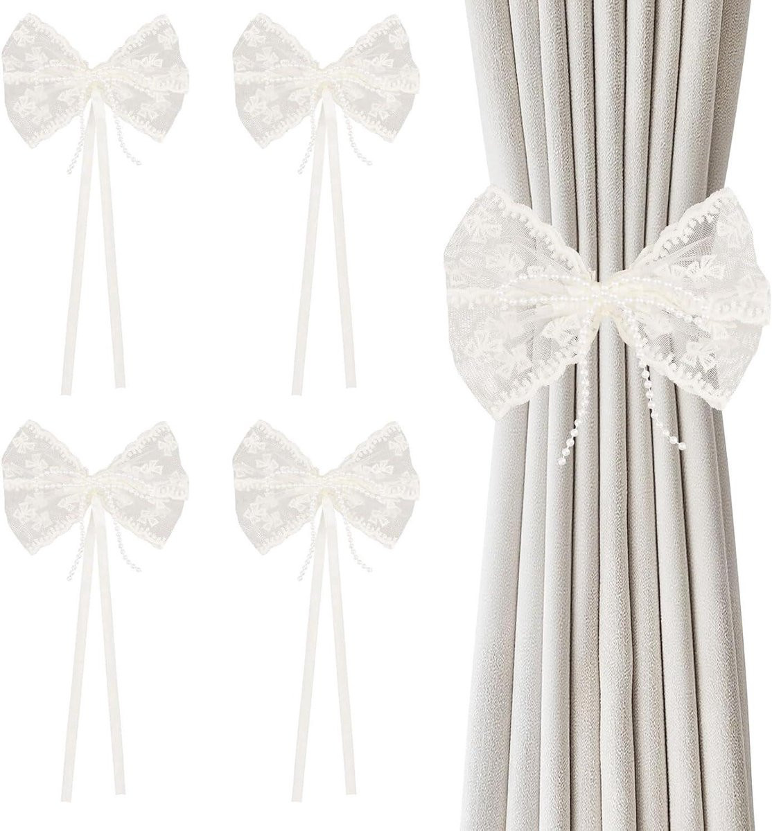 Set van 4 beige gordijnstrikken voor woonkamer decoratie