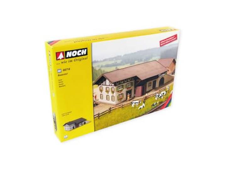 NOCH Bauernhof, detaillierter Modellbau Bausatz, H0 1:87, ideal für Dioramen und Eisenbahnlandschaften