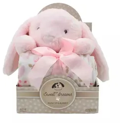 Sweet Dreams: Geschenkset mit Häschen und Decke, rosa