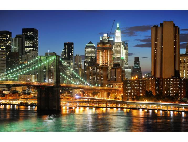 Fototapete PAPERMOON BROOKLYN BRIDGE-NEW YORK CITY MANHATTAN TIMES SQUARE , bunt, B:3m L:2,23m, Vlies, Tapeten, Fototapete