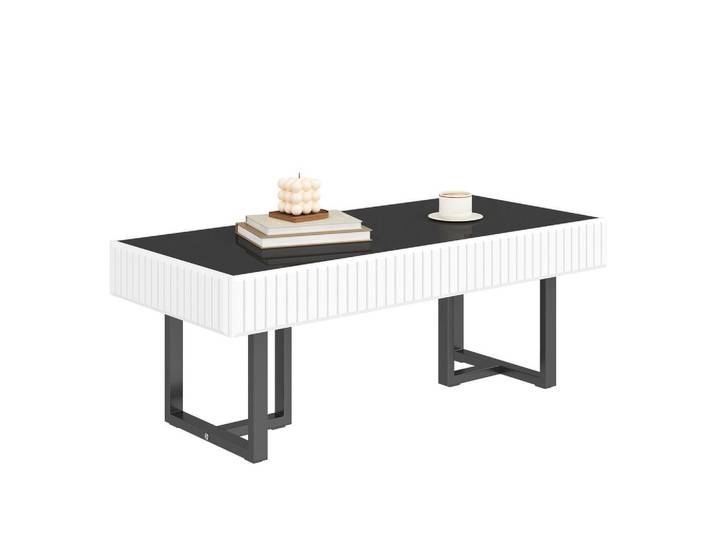 Flieks Couchtisch 110x50 Schwarz-Weiß Hochglanz Wohnzimmertisch, 50.5x41x110 cm, Wohnzimmer, Wohnzimmertische, Couchtische