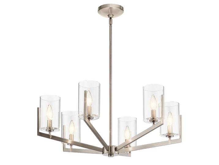 Lustre en acier et verre finition chrome poli