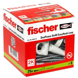 fischer EasyHook Loop - DuoPower 8x40 Dübel mit Schrauben 25 Stück