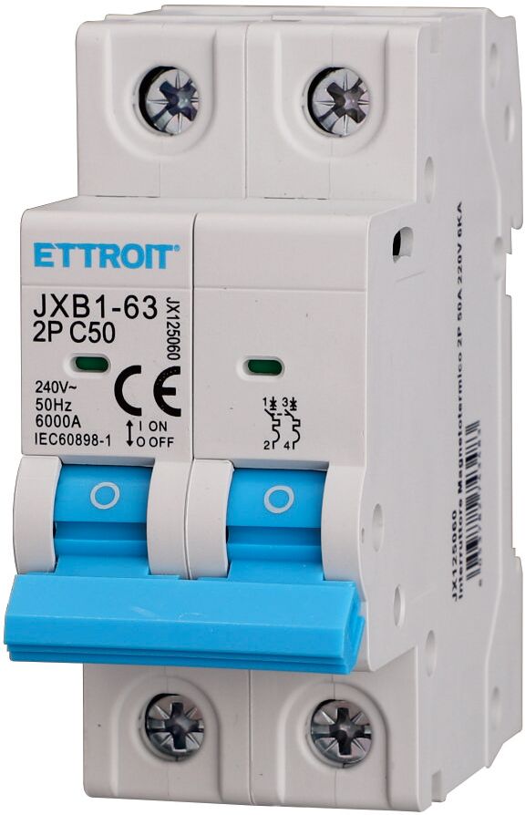 Ettroit Interruttore Magnetotermico 2p 50 A 6 Ka  Jx125060