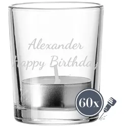 Windlicht Lumina 60er Set - Text horizontal