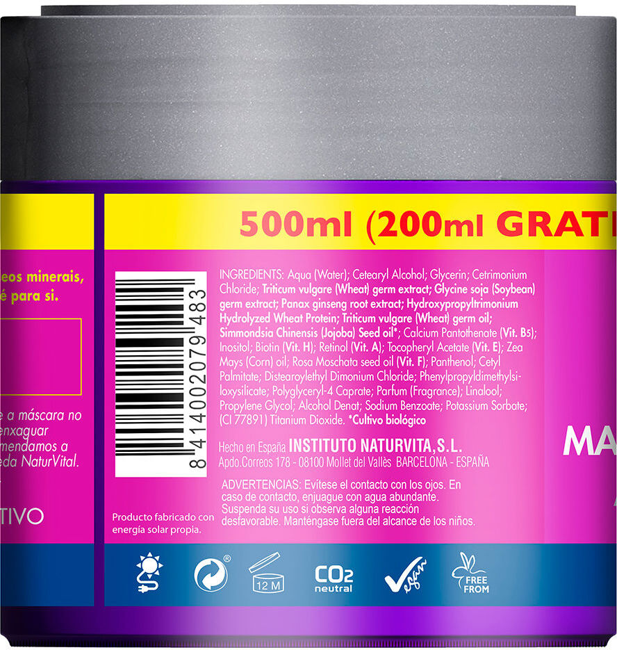 Naturvital Masque ANTI-CHUTE traitement capillaire anti-casse 500 ml