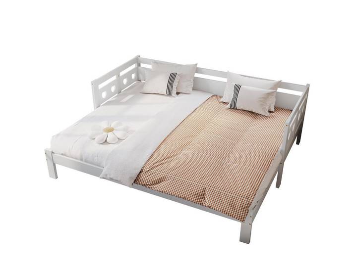 Okwish Tagesbett 90/190 cm Weiß aus Kiefer massiv mit 2 Schlafgelegenheit, 90x190 cm, Babymöbel & Kindermöbel, Kinderzimmer & Jugendzimmer, Kinderbetten
