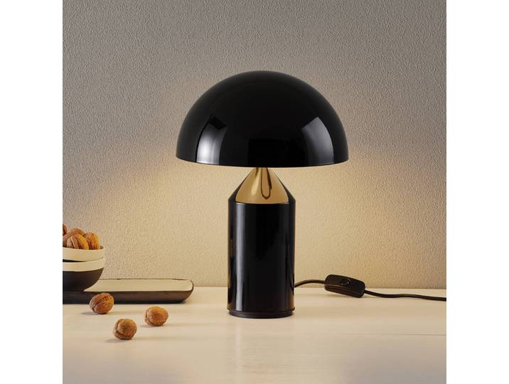 Oluce Designer Tischlampe Atollo, schwarz, für Wohn- / Esszimmer, Aluminium, Design