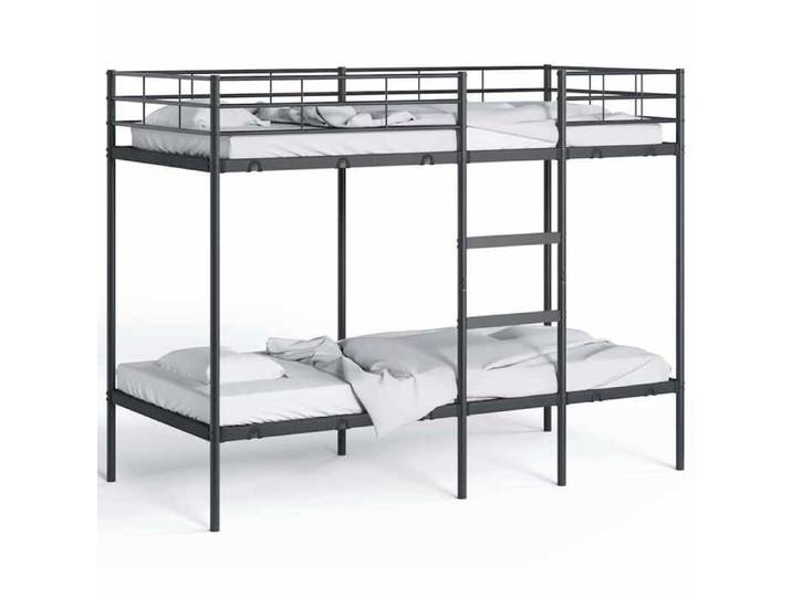 2 PLACE Lit superposé - BURKE - Lit Mezzanine - sans matelas - noir 90x190 cm - acier LL232