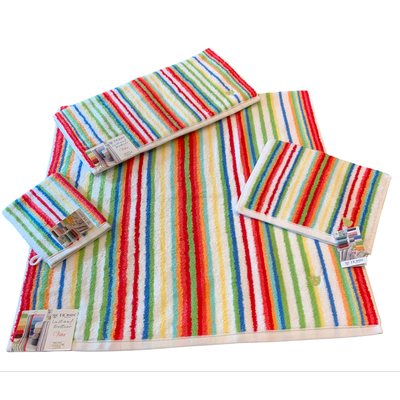 Saunatuch ROSS "Multicolor", rot, B:80cm L:200cm, Frottier, Baumwolle, Handtücher, mit Streifen und gesticktem ROSS-Emblem