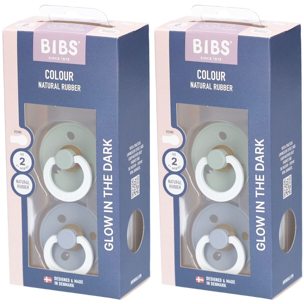 Bibs Fopspeen Glow in the Dark Sage - Cloud 6-18 Maanden x2 2x2 St Schnuller