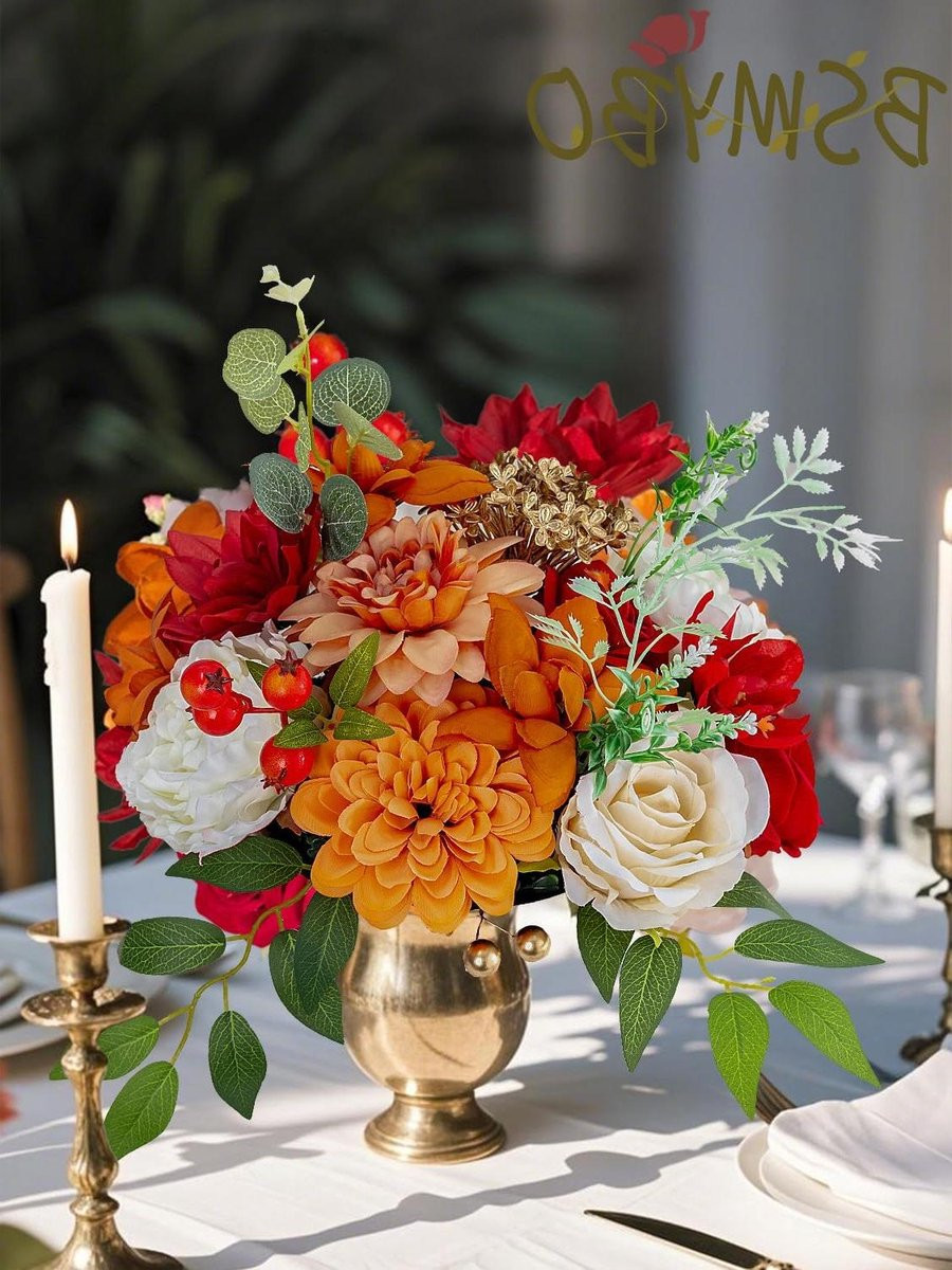 Rode zijden kunstbloemen mix voor decoratie - 38 cm