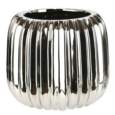 Dekovase I.GE.A. "Vase aus Keramik", silber, B:13cm H:11cm, Keramik, Vasen, Dekovase Blumenvase Modern für Tischdeko Tischvase Deko Trockenblume