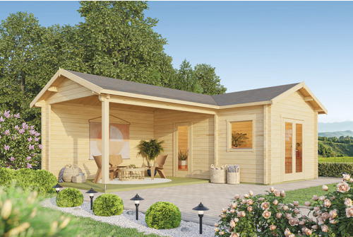 Gartenhaus Outdoor Life Orinoco inkl. Terrasse, Fußboden 806 x 556 cm natur