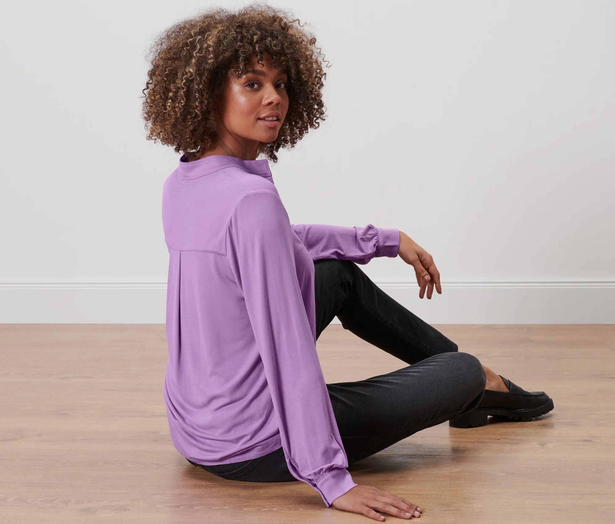 Tchibo - Blusenshirt mit Knopfleiste - Damen - Gr. L - lila