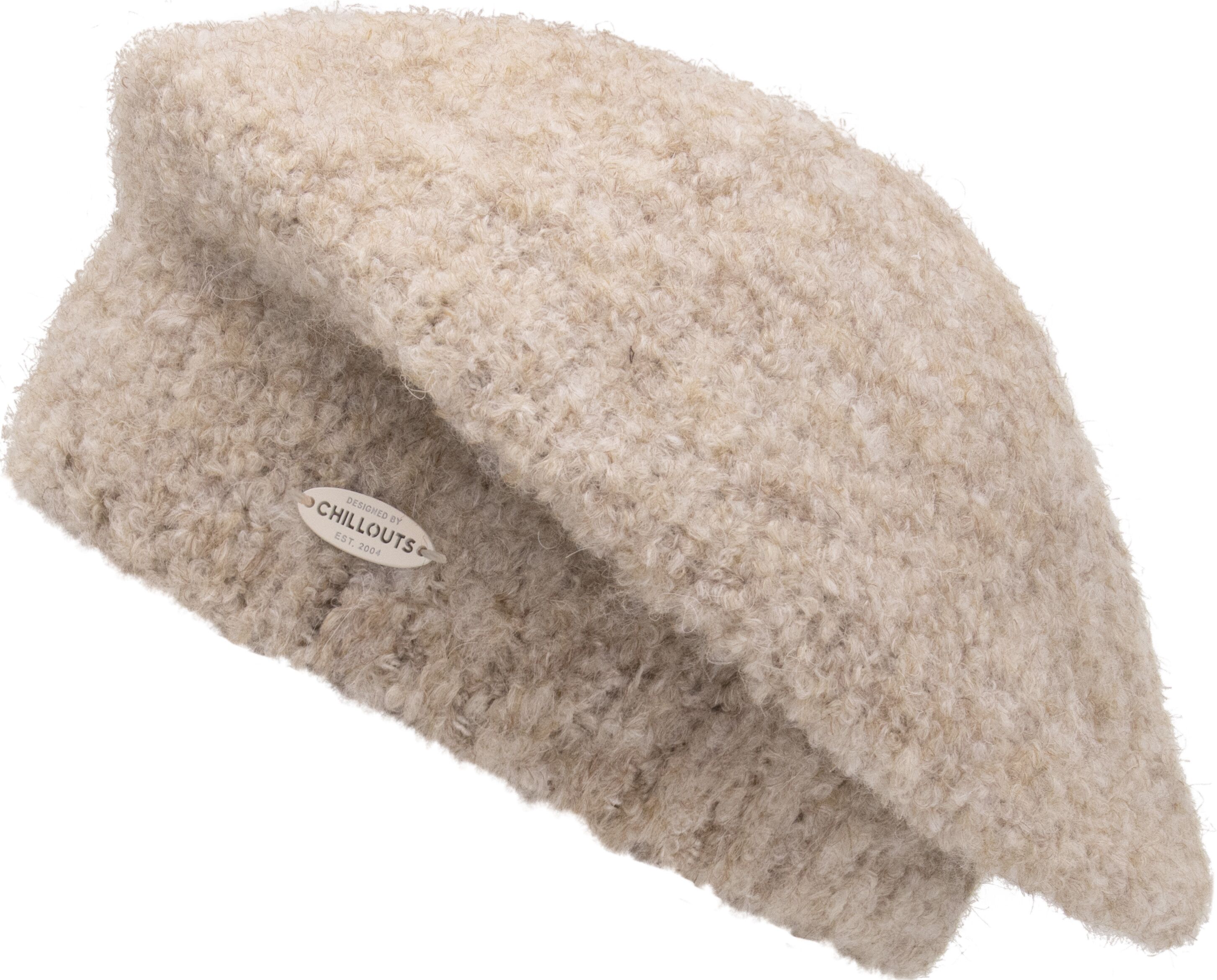 Baskenmütze CHILLOUTS "Odett Hat", Damen, beige, Strick, Materialmix, meliert, unifarben, Mützen Baskenmütze, mit lockerer Passform beige Einheitsgröße