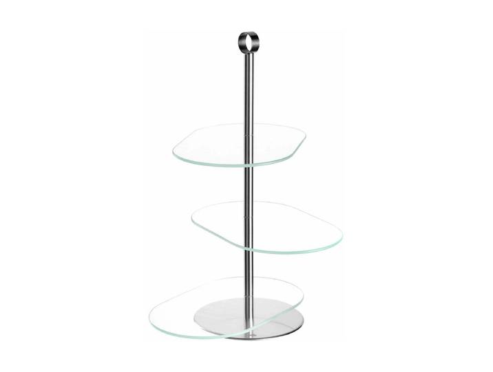 Etagere LEONARDO Cena asymmetrisch 3-teilig , silber (silberfarben), Glas, Metall, Servierplatten, Etagere