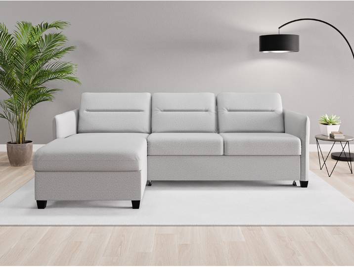 Ecksofa Nairobi Nr. 1 links - Grau (Lichtgrau) - Softwolle