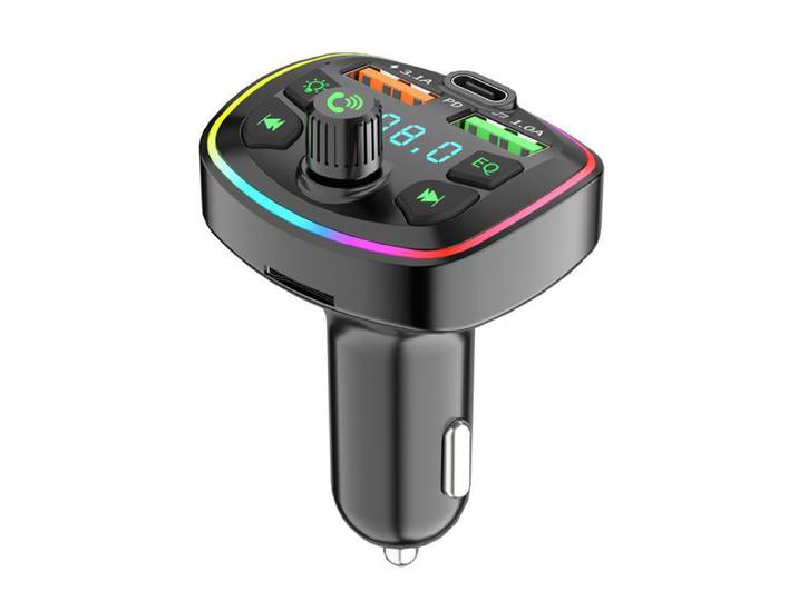 Oxerbog Émetteur FM Bluetooth 5.0 pour voiture, Adaptateur musical pour autoradio, Kit mains libres Bluetooth pour voiture avec allume-cigare, Ports USB doubles et Type-C, Prend en charge carte SD et clé USB