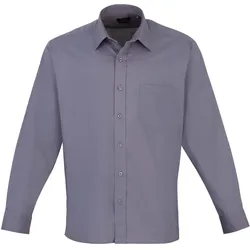 Premier Workwear Herren Popeline Hemd langarm PR200 steel 37 (14H)