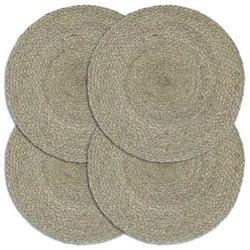vidaXL Tischsets 4 Stk. Uni Grau 38 cm Rund Jute