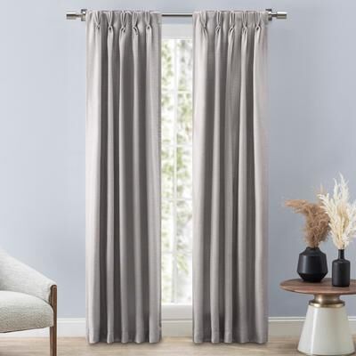 Ricardo Grasscloth Premium Sheen Pinch Pleat W Back Tab Curtain Pair