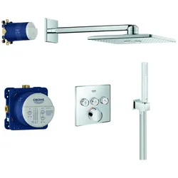 Grohe Grohtherm SmartControl Duschsystem Unterputz, mit Rainshower SmartActive 310 Cube Kopfbrause-Set, 3 Verbraucher, chrom, 34712000
