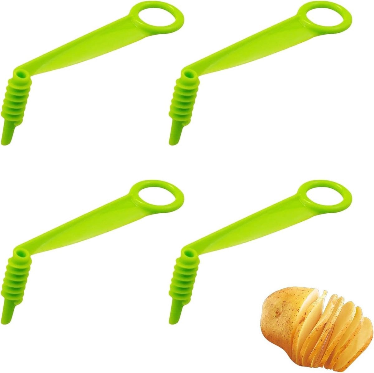4-delige Spiraalsnijder set voor groenten en fruit voor komkommers, aardappelen en wortels