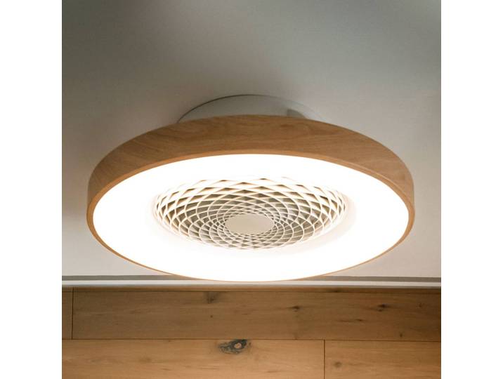 Mantra Iluminación Smart LED-Deckenventilator Tibet, holzfarben, leise, Ø 65 cm dimmbar, für Wohn- / Esszimmer, Metall, Modern