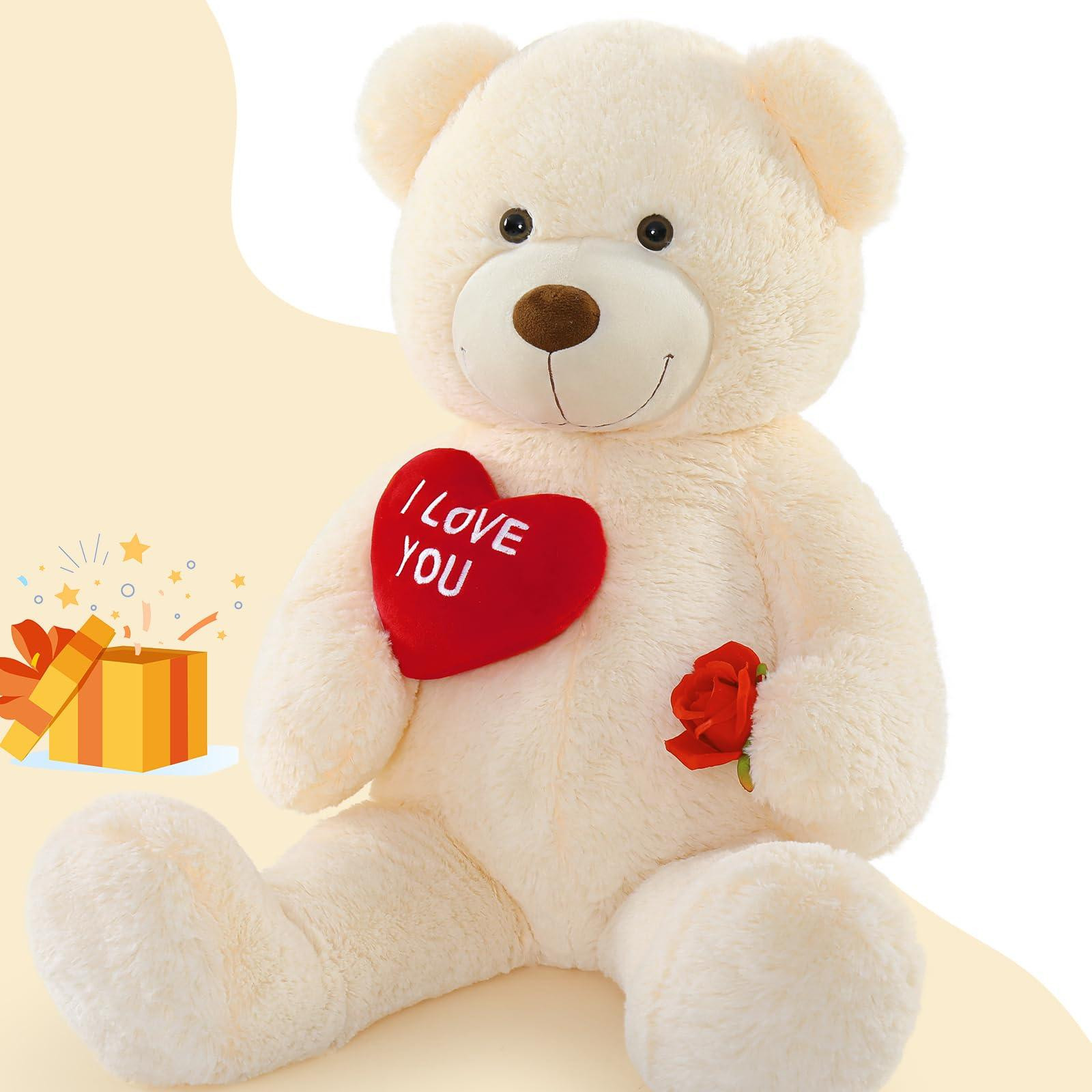 Pluche Teddybeer met I LOVE YOU tekst, 90 cm