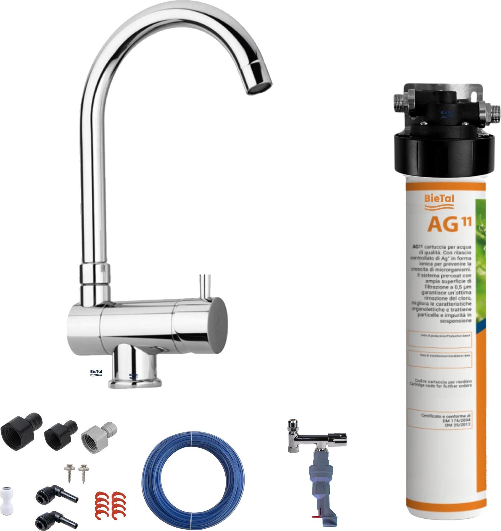 BieTal Wasserfilter Aktivkohle SET Wasserhahn Chrom Drehbar Klappbar Wasserstop