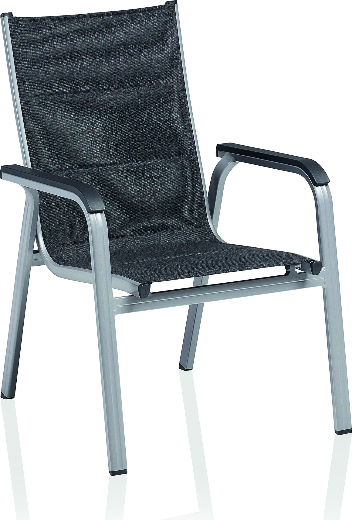 KETTLER Basic Plus Padded Relaxsessel, silber/ anthrazit meliert, Aluminium/Outdoorgewebe