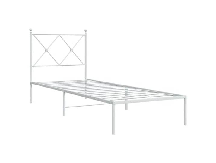 KTHLBRH Bettgestell aus Metall, weiß, 80 x 200 cm, mit Kopfteil Bettgestell aus Stahl, Lattenrost inklusive, Stauraum, Rückenunterstützung