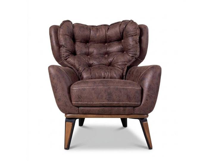 JVmoebel Ohrensessel Sessel Modern Leder Komfortabel Bequem Dunkelbraun Weiche Rückenlehne (1-St), Made in Europa