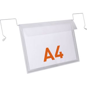 Durable Kennzeichnungstasche 118819, A4 quer, Drahtbügeltasche, transparent, 50 Stück