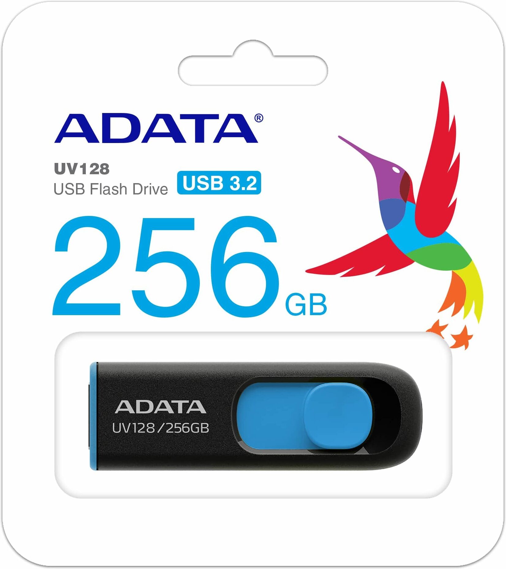 ADATA DashDrive UV128 USB 3.2 Gen 1 Flash Drive 256GB - Black/Blue