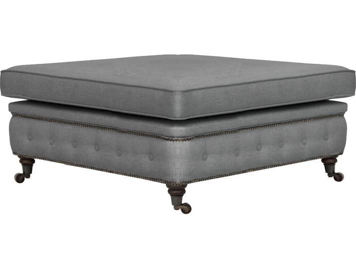 Polsterhocker, 100% Polyester, Grau, 100×70 cm, Mit Rollen, Klassisch, Home-affaire