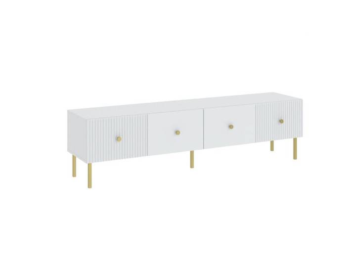MEUBLE TV VIENA - 180 CM - 2 portes Blanc - Doré
