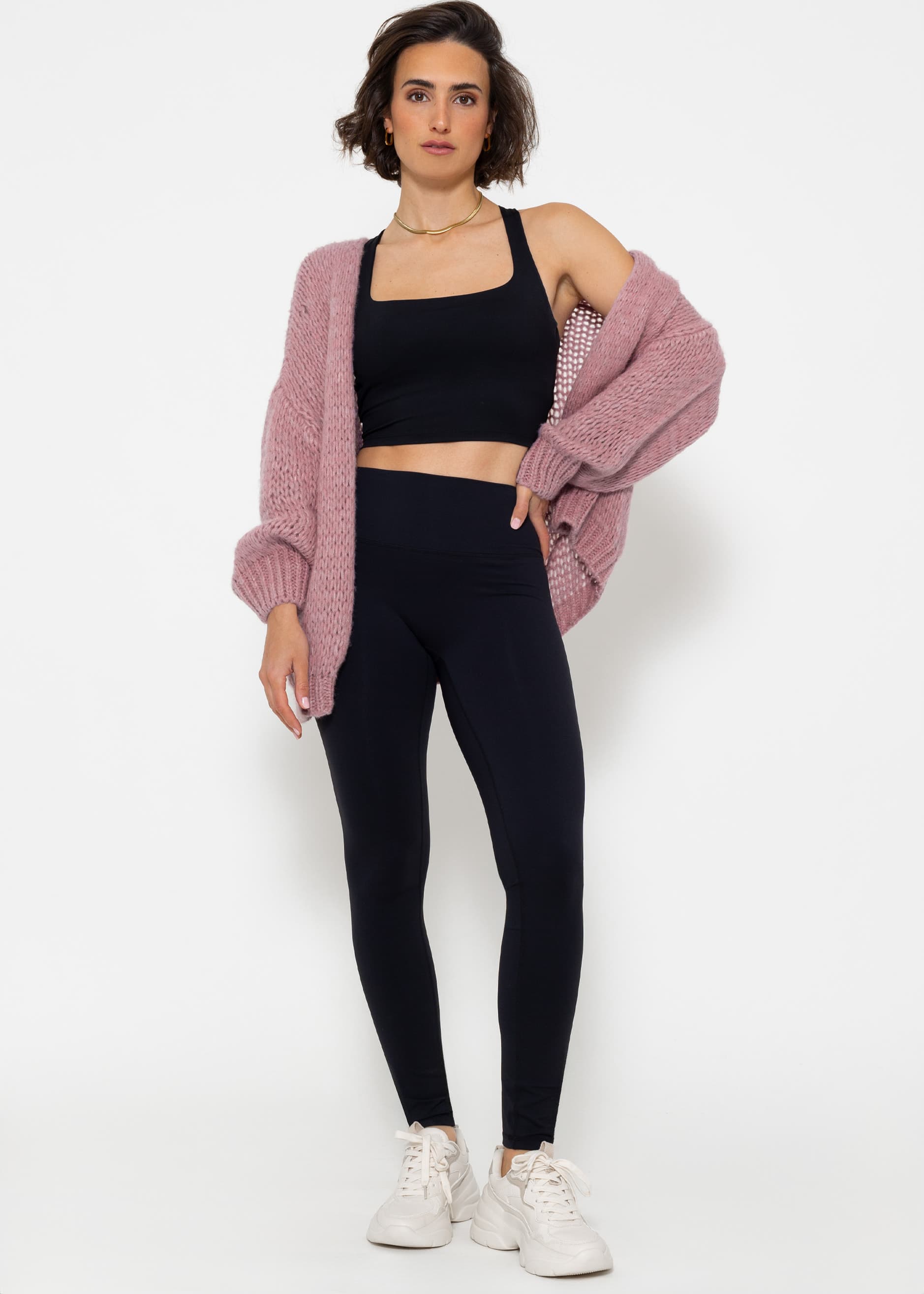 Leggings SASSYCLASSY "High Waist Sportleggings", Damen, Gr. XS-34, EURO, schwarz, Weitere Stoffart, Obermaterial: 80% Polyamid PA. 20% Elasthan EL., lang, Hosen Leggings, Sportleggings aus atmungsaktiven Material Schwarz Blau Rosa